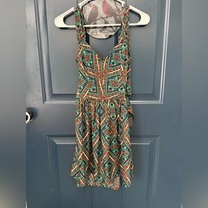 Geometric Patterned Sleeveless Dress